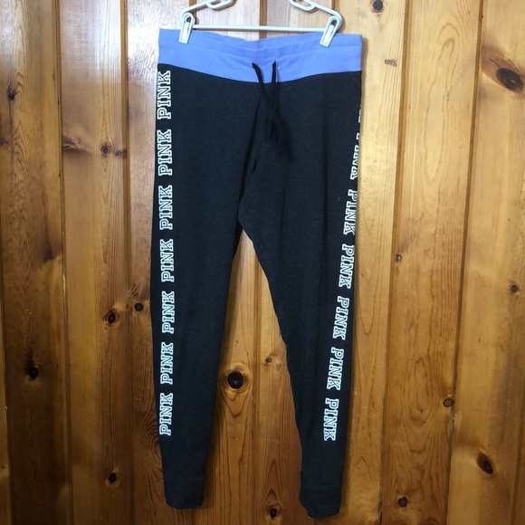Pink Victoria’s Secret purple sweatpants/leggings size large yoga pants gray - Picture 1 of 6